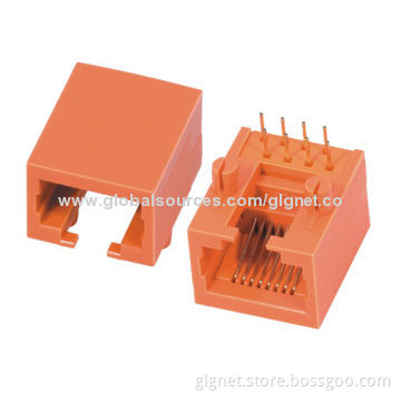 RJ45 Modular Jacks, 1*1 port 8P8C/8P4C, side entry, w/o shielding, low-height